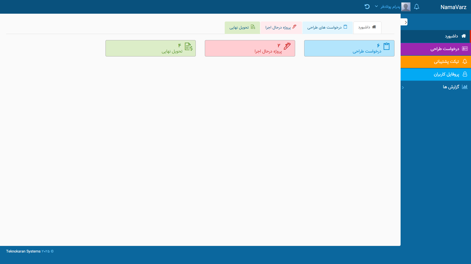 داشبورد مدیریتی